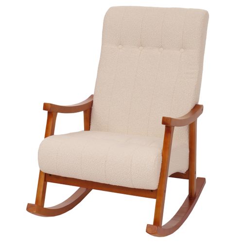 Fauteuil à Bascule Hwc-k10 Crème, Piètement Imitation Noyer