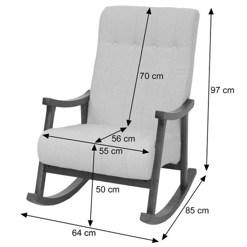 Fauteuil à Bascule Hwc-k10 Crème, Piètement Imitation Noyer