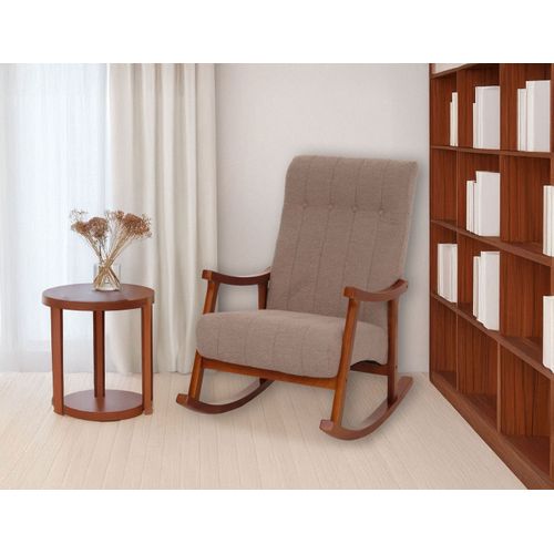 Fauteuil à Bascule Hwc-k10 Taupe, Piètement Aspect Noyer