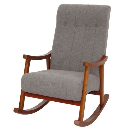 Fauteuil à Bascule Hwc-k10, Bouclé (450g/m²) Gris, Piètement Imitation Noyer