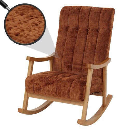 Fauteuil à Bascule Hwc-k10 Chenille (465g/m²) Terracotta, Piètement Naturel