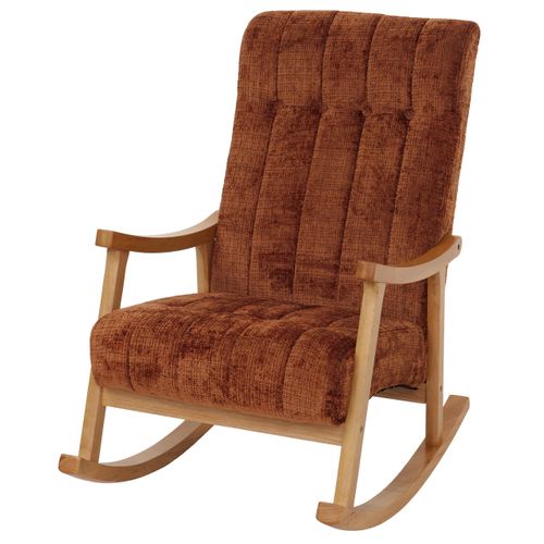 Fauteuil à Bascule Hwc-k10 Chenille (465g/m²) Terracotta, Piètement Naturel