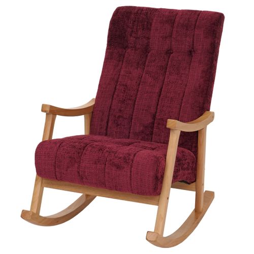 Fauteuil à Bascule Hwc-k10 Chenille (465g/m²) Bordeaux, Piètement Naturel