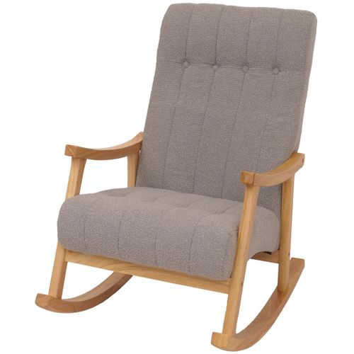 Fauteuil à Bascule Hwc-k10 Bouclé (450g/m²) Gris, Piètement Naturel
