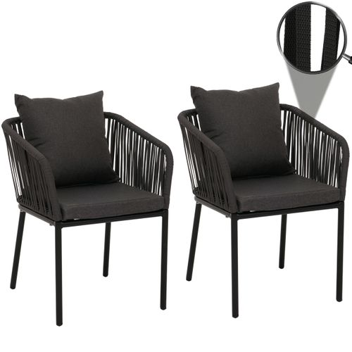 Lot De 2 Chaises De Jardin Hwc-n41 Anthracite, Coussin Gris Foncé