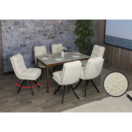 Lot De 6 Chaises De Salle à Manger Hwc-g66 Blanc Crème