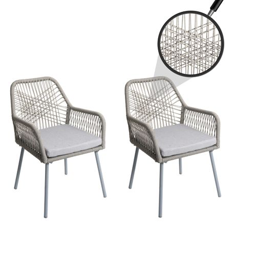 Lot De 2 Chaises De Jardin Hwc-o12 Gris Clair, Tissu Gris Clair