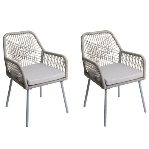 Lot De 2 Chaises De Jardin Hwc-o12 Gris Clair, Tissu Gris Clair