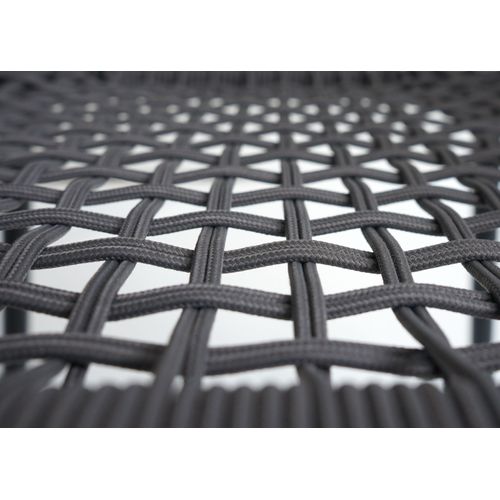 Lot De 2 Chaises De Jardin Hwc-o12 Aluminium Anthracite, Corde Tressée Taupe