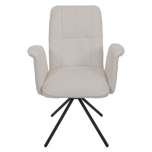 Lot De 2 Chaises De Salle à Manger Hwc-n99 Avec Accoudoirs Chenille Crème