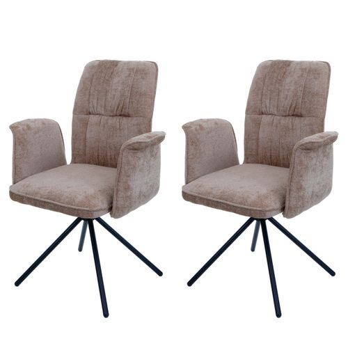Lot De 2 Chaises De Salle à Manger Hwc-n99 Chenille Marron Clair