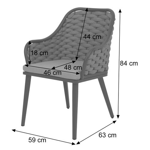 Lot De 2 Chaises De Jardin En Aluminium Hwc-o16 Anthracite Coussin Gris Clair