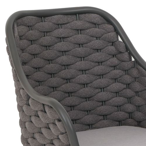 Lot De 2 Chaises De Jardin En Aluminium Hwc-o16 Anthracite Coussin Gris Clair