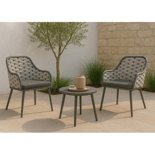 Lot De 2 Chaises De Jardin En Aluminium Hwc-o16 Gris Clair Coussin Gris Foncé