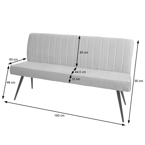Banc Hwc-k16 Bouclé Métal 160cm Crème-beige