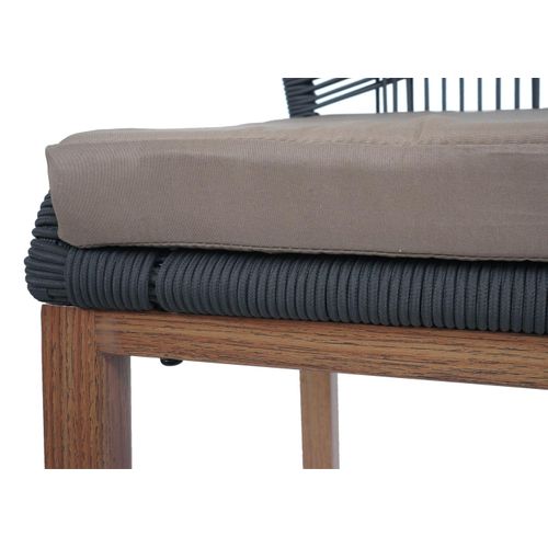 Lot De 2 Tabourets De Bar Rope Hwc-o21 Anthracite, Coussin Taupe