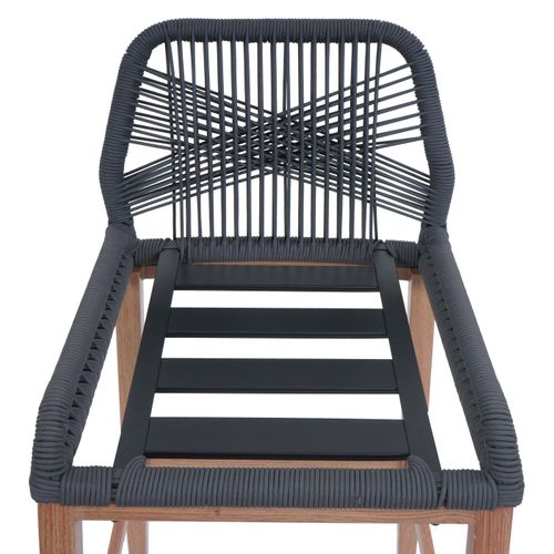 Lot De 2 Tabourets De Bar Rope Hwc-o21 Anthracite, Coussin Gris Foncé