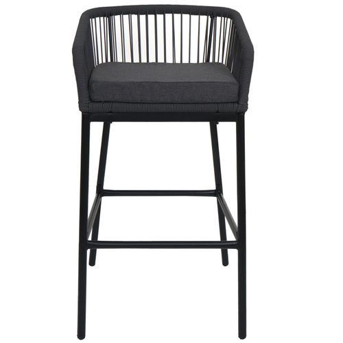 Lot De 2 Tabourets De Bar Rope Hwc-o22 Anthracite, Coussin Gris Foncé