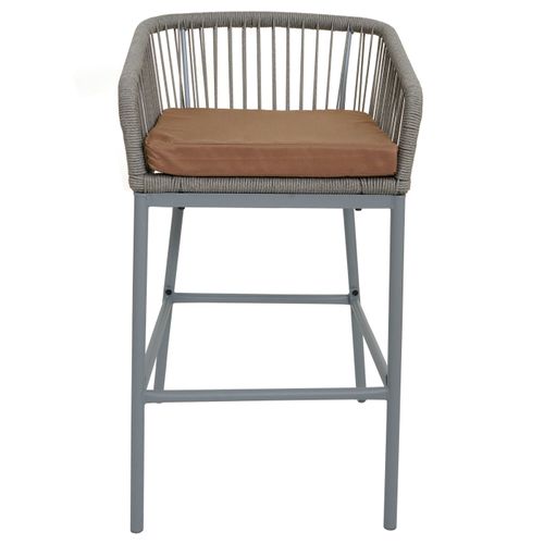 Lot De 2 Tabourets De Bar Rope Hwc-o22 Gris Clair, Coussin Taupe
