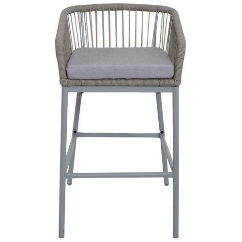 Lot De 2 Tabourets De Bar Rope Hwc-o22 Gris Clair, Coussin Gris Clair