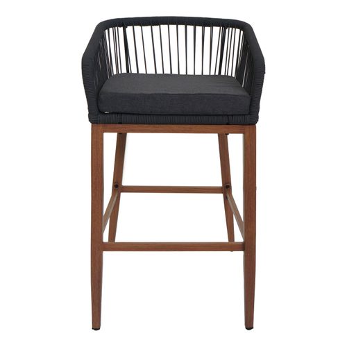 Lot De 2 Tabourets De Bar Rope Hwc-o22 Anthracite, Coussin Gris Foncé