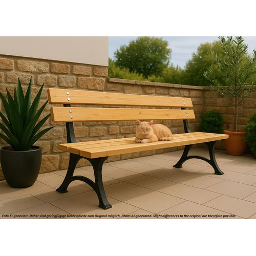 Banc De Jardin Hwc-o20 Fonte Bois Pin Certifié Mvg, 170cm Brun Clair