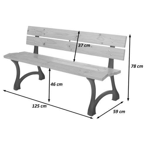 Banc De Jardin Hwc-o20 125cm Brun Clair