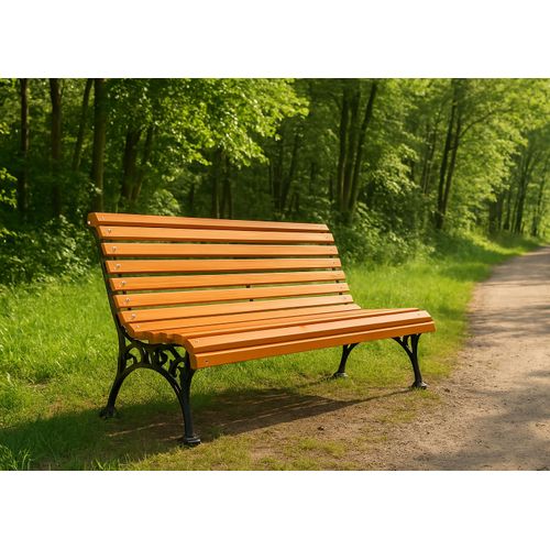 Banc De Jardin Hwc-o24, Banc 3 Places En Bois Et Fonte, 160 Cm ~ Teck