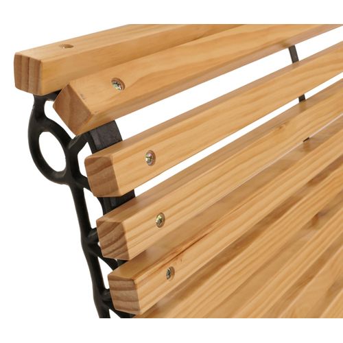 Banc De Jardin Hwc-o24, Banc 3 Places En Bois Et Fonte, 160 Cm ~ Naturel
