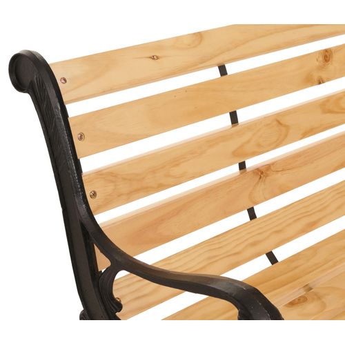 Banc De Jardin Hwc-o25, Banc 3 Places En Bois Et Fonte, 164 Cm ~ Naturel