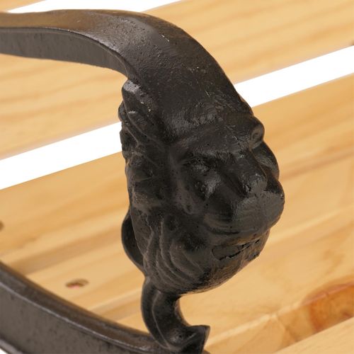 Banc De Jardin Hwc-o25, Banc 3 Places En Bois Et Fonte, 164 Cm ~ Naturel