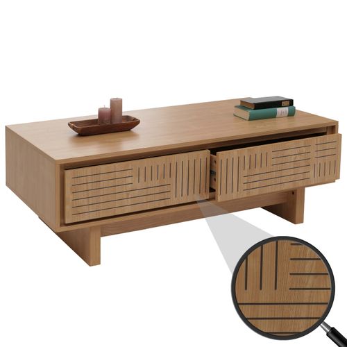 Table Basse Hwc-o33 Mélamine 40x120x60cm Orme Naturel