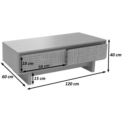 Table Basse Hwc-o33 Mélamine 40x120x60cm Orme Naturel