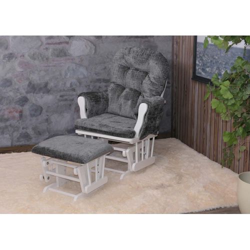 Fauteuil Relax Hwc-c76 Chenille Gris Foncé, Piètement Blanc