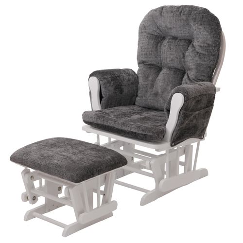 Fauteuil Relax Hwc-c76 Chenille Gris Foncé, Piètement Blanc