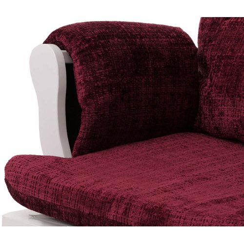 Fauteuil Relax Hwc-c76 Chenille Bordeaux, Piètement Blanc