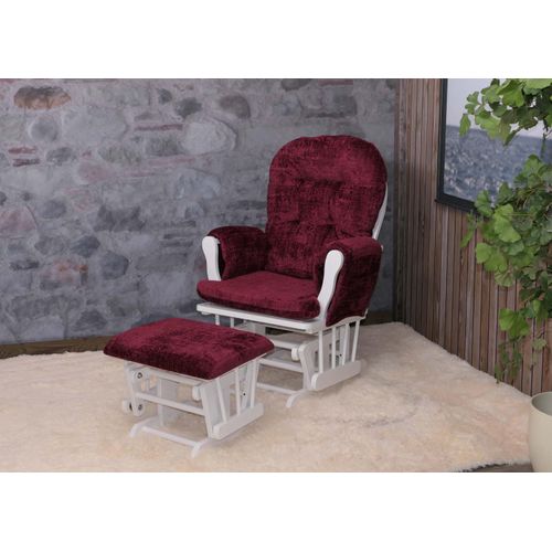 Fauteuil Relax Hwc-c76 Chenille Bordeaux, Piètement Blanc
