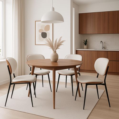 Lot De 2 Chaises De Salle à Manger Hwc-o45 280g/m²   Aspect Noyer, Blanc