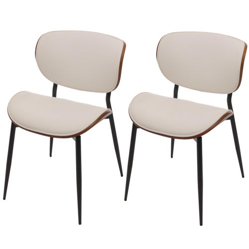 Lot De 2 Chaises De Salle à Manger Hwc-o45 280g/m²   Aspect Noyer, Blanc