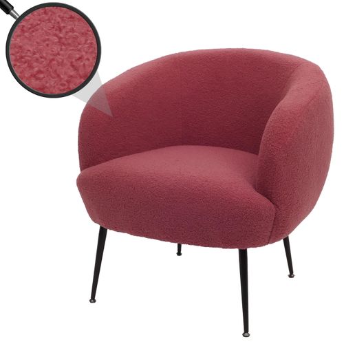 Fauteuil Lounge Hwc-o37 Bouclé Métal Mvg Pourpre-rouge