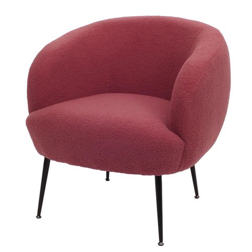 Fauteuil Lounge Hwc-o37 Bouclé Métal Mvg Pourpre-rouge