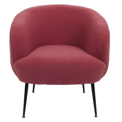 Fauteuil Lounge Hwc-o37 Bouclé Métal Mvg Pourpre-rouge