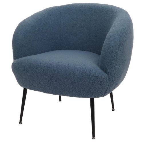 Fauteuil Lounge Hwc-o37 Bouclé Métal Mvg Bleu