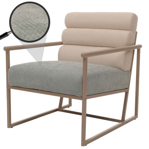 Fauteuil Lounge Hwc-o38 (420 G/m²) Beige, Rembourrage Bleu-vert