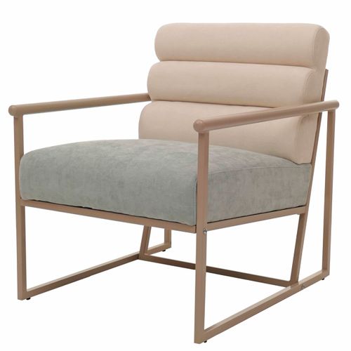 Fauteuil Lounge Hwc-o38 (420 G/m²) Beige, Rembourrage Bleu-vert