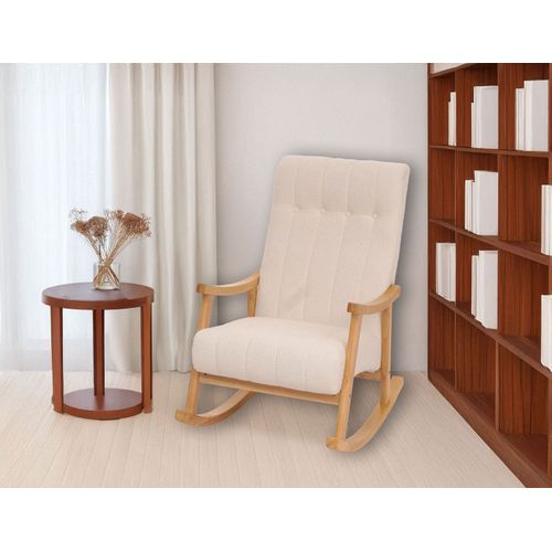 Fauteuil à Bascule Hwc-k10 Mvg Tissu/textile Bouclé (450g/m²) Crème Naturel