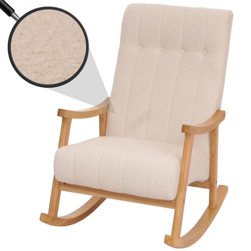 Fauteuil à Bascule Hwc-k10 Mvg Tissu/textile Bouclé (450g/m²) Crème Naturel