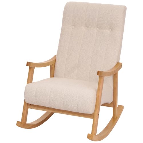 Fauteuil à Bascule Hwc-k10 Mvg Tissu/textile Bouclé (450g/m²) Crème Naturel