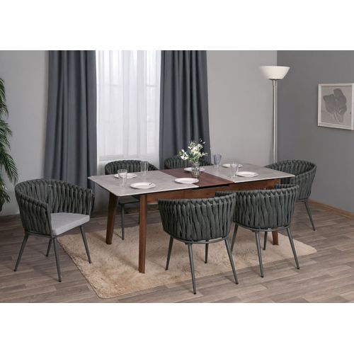 Lot De 6 Chaises De Salle à Manger Hwc N38 Anthracite Coussin Gris Clair