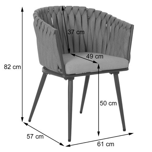 Lot De 6 Chaises De Salle à Manger Hwc N38 Anthracite Coussin Gris Clair